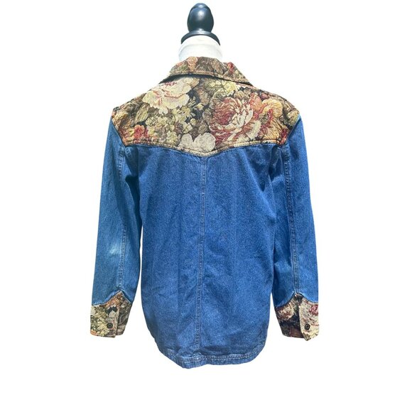 Vintage 80s 90s Blassport Womens Embroidered Denim Jean Jacket Floral Collar - S - Picture 1 of 9